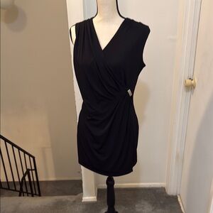 White House Black Market Black Draped Mini Dress